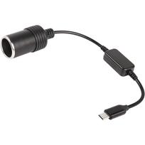1 pėdos USB C kištukas prie 12 V cigarečių degiklio adapterio, prietaisų skydelio kameros GPS automobilio LED šviesos juostelių maitinimo laidas 30*6.4*2.7cm juoda