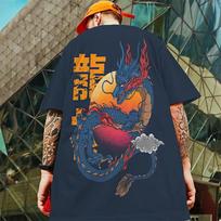 Retro marškinėliai vyrams 3D japoniško drakono spaudinys vyriški drabužiai vasariniai laisvalaikio trumpomis rankovėmis didelio dydžio marškinėliai Street Harajuku marškinėliai S