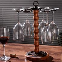 Champagne Flute Glass Holder Stand Tabletop Wine Drying Rack Wooden