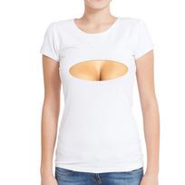 Moterų 3D krūtinės spaudinio marškinėliai Seksualus moteriškas viršus T-shirt Laisvalaikio vasaros 3D liemenėlė XL balta