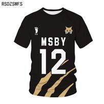 Anime Haikyuu 3D Spausdinti marškinėliai MSBY Black Jackal Sport laisvalaikio vyrų Moterų gatvės apranga marškinėliai Madingi marškinėliai Viršutiniai Harajuku drabužiai S