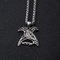 Norse Mythology Viking Hugin & Munin Necklace Pendant Mens Raven Necklace for Men Women Nordic Pendant Norse