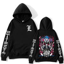 Death Note Anime megztinis Ryuk ir šviesiai marginti gobtuvai vyriški moteriški didelio dydžio megztiniai Harajuku Unisex gatvės apranga XS juoda