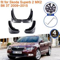 4x skirta Skoda Superb 2 MK2 B6 3T 2009 2010 2011 2012 2013 2014 2015 Purvasargiai Purvasaugiai Purslai priekinio galinio rato sparnas 2009-2015 juoda