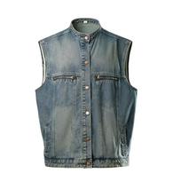 Men Denim Vest Vintage Biker Sleeveless Cowboy Jacket Spring Summer Single Breasted Slim Fit Casual Waistcoat Male M-3XL 3XL