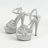 Mados podiumo modelio aukštakulniai plonu kulnu Seksualūs Vandeniui atsparūs Lentelė 15 cm aukščio Super aukštakulniai Sandalai LFD-8661-W3 34 sidabras