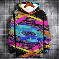 Men's Hoodies 3d Rainbow Print High-Quality Men Clothing Daily Casual Long Sleeved Oversized Sweatshirt Street Harajuku Pullover S