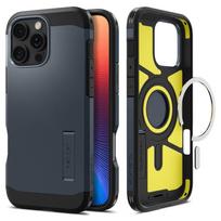 Mėlynos spalvos dviejų sluoksniu dėklas/stovas "Spigen Tough Armor Mag Magsafe" telefonui Apple iPhone 16 Pro Max