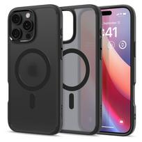 Itin tvirtas pusiau skaidrus juodos spalvos dėklas "Spigen Ultra Hybrid Mag Magsafe" telefonui Apple iPhone 16 Pro Max