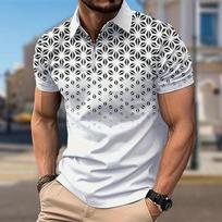 Vyriški marškiniai Polo Laisvalaikio užtrauktuku trumpomis rankovėmis Madingi Laisvalaikio užtrauktuku Vasaros Pavasario Įprasto Fit Morning Glory Print 3D Print Marškinėliai XS mėlyna