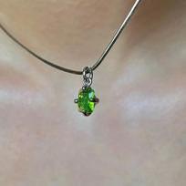 A Green Zircon Necklace Snake Bone Chain Summer Gentle Light Luxury Niche Design Flash Diamond Stainless Steel Collarbone Chain