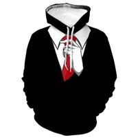 3D Spausdintas Juokingas Netikras Kostiumas Su Gobtuvu Vyrams Smokingo Drugelio Raštas Ilgomis Rankovėmis Laisvalaikio Cosplay Palaidinės Su Gobtuvu Street Stiliaus Gobtuvai S