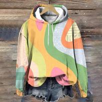 Autumn Fashion Hoodies Colored Stripes Designer Y2K Pullover Women Clothing Loose Women's Tops 2024 New Women's Sweatshirts S