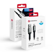 FORCELL F-ENERGY C257 USB A to Lightning cable, 2.4A, 12W, Cafule, 1.2 m, black