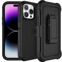 3 IN 1 Ūdra dėklas Dėžutė Stovas IPhone 16 Pro MAX 14 13 12 11 15 XSMAX XR X XS SE 6 7 8 Plus Laikiklis Tvirtas Šarvuotas dėklas Diržo klipas Stovas Dėklas for iPhone 16 juoda