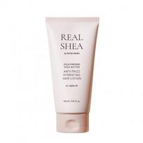 Rated Green REAL SHEA Nenuplaunamas kondicionierius besipučiantiems plaukams „Cold Pressed Shea Butter Anti-Frizz Hair Lotion“, 150 ml