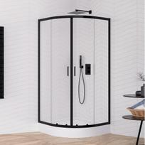 Pusapvalė dušo kabina New Trendy Suvia Black juoda matinė 90x90cm