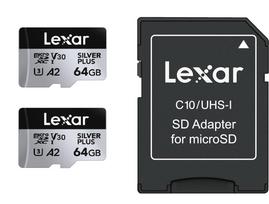 Lexar atm.korta SDXC micro Silver Plus 64GB R205/W150 - 2 pak.