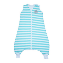 Natulino LITTLE WALKERS trisluoksnis kūdikio miegmaišis Natural Mint Stripes & White