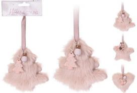 Kabinama medinė dekoracija FUR SHAPE PINK, 13 cm