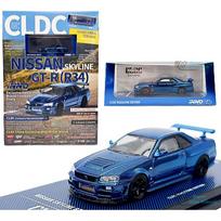 Inno64 x CLDC 1/64 Modeliukas Nissan Skyline GT-R R34 Chrome Blue Carbon Fiber with Magazine China Exclusive