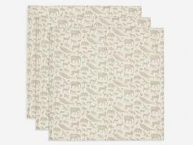 Jollein muslino audinio vystyklų rinkinys 70x70 Animals Olive Green 3vnt