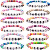 Carede draugystės apyrankės, TS įkvėptų apyrankių rinkinys, Lover Swiftie apyrankės moterims ir mergaitėms Speaknow raudonos Evermore ERAS apyrankės, 12 vnt. One Size