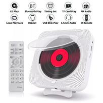 Nešiojamas CD grotuvas Bluetooth garsiakalbis stereo CD grotuvas LED ekranas sieninis CD muzikos grotuvas su IR nuotolinio valdymo pulteliu FM radijas balta