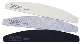 Dildžių nagams rinkinys Osom Professional Emery Half Moon Shape Nail Files Kit OSOMP1793, 3 vnt, skirtingo rupumo dildžių