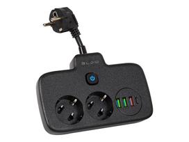 PS-310U skirstytuvas 3 lizdai 3xUSB 0.1m juodas 2x1mm ilgintuvas