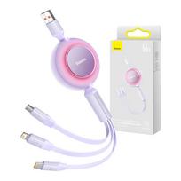 Baseus Bright Mirror 3, USB 3-in-1 kabelis for micro USB / USB-C / Lightning 66W / 2A 1.1m violetinės spalvos
