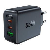 Laidinis įkroviklis Acefast A41, 2x USB-C + USB, GaN 65W juodos spalvos