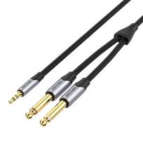 Kabelis audio mini jack 3.5mm į 2x  6.5mm Vention BARHG 1.5m pilkos spalvos
