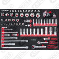 Galvučių komplektas 1/4"+3/8"+1/2", 80 vnt, 1/1 modulis, KS Tools