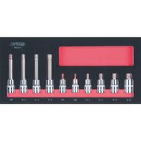 Antgalių galvučių kompl. SCS CHROMEplus  XZN 1/2" 10vnt 1/3, KS Tools