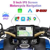 5 colių IPS jutiklinis ekranas motociklo navigacija, GPS navigacija, 2024, Carplay, Android auto, IP67 atsparus vandeniui, dvigubas Bluetooth