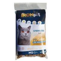 Sauso kačių maisto mėginukas IRONpet Cat Sterilized Turkey su kalakutiena, 70g, 1 vnt.