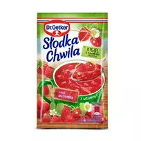 Greito paruošimo žemuogių skonio  kisielius „Saldi  akimirka“ su uogų gabaliukais DR. OETKER 31,5g