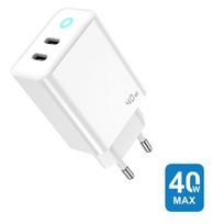 Jellico EU19 GaN 40W PD universalus išmaniųjų įrenginių itin greitas įkroviklis, 2x USB-C / USB, baltas