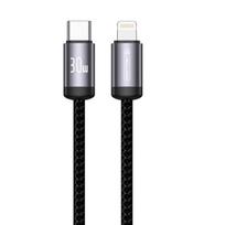 Jellico B27 austinis medvilninis iPhone ir iPad USB-C į Lightning duomenų ir greito įkrovimo laidas 30W, 1 m, juodas