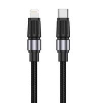 Jellico B26 austinis medvilninis iPhone ir iPad USB-C į USB-C duomenų ir greito įkrovimo laidas 60W, 1 m, juodas