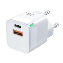 Jellico C40 Mini PD 20W QC 3.0 išmanusis adaptyvus greitasis įkroviklis su 1x USB-C (5-12V) / USB 3A, baltas
