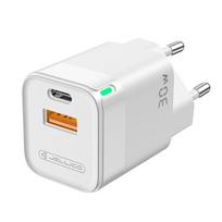 Jellico C44 Mini PD 30W QC 3.0 išmanusis adaptyvus greitasis įkroviklis su 1x USB-C (5-20V) / USB 3A, baltas