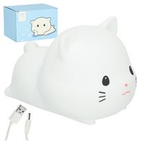 Silikoninė Naktinė Lempa Vaikams USB Balta Katinas