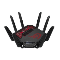 Asus ROG Rapture GT-BE19000 Tri-band WiFi 7 (802.11be) Gaming Router, 320MHz bandwidth  and  4096-QAM, MLO, Dual 10G ports, AI WAN detection, Triple-level Game Acceleration, Gaming Network, AURA RGB, AiMesh support, subscription-free network security and comprehensive VPN features, Guest Network Pro