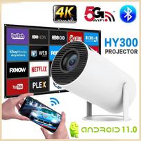 USB nešiojamas projektorius HY300 4K Android11 ​​1280*720P Wifi6 Bluetooth 5.0 namų kinas, lauko didelės raiškos projektoriai EU balta