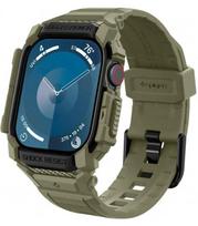 Khaki spalvos dėklas - apyrankė Apple Watch 10 / 11 (46mm) laikrodžiui "Spigen Rugged Armor PRO"