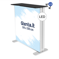 MOBILUS DVIPUSIS LED PARODŲ STALIUKAS 100x100CM