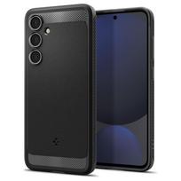 Juodas tekstūrinis dėklas "Spigen Rugged Armor" telefonui Samsung Galaxy S24 FE