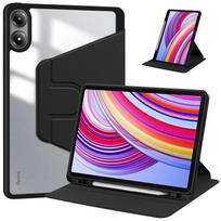 Atverčiamas odinis dėklas, skirtas Redmi Pad Pro 12,1 colio 360 besisukantis magnetinis išmaniojo planšetinio kompiuterio dangtelis, skirtas Xiaomi Redmi Pad Pro 12.1 2024 dėklas su pieštuko laikikliu Redmi Pad Pro 12.1 juoda